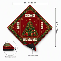 Tapis de table de mahjong de 31 pouces, épaisseur de 0,1 pouce, motif personnalisé, antidérapant, en néoprène caoutchouté, tapis de protection pour mahjong