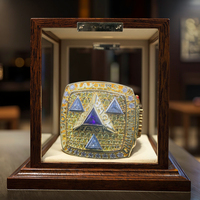 Bague de championnat FH NBA2002, taille ajustable, plaquée or et rhodium, avec incrustation de style religieux, livrée dans un coffret à bijoux