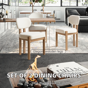 Ensemble de 2 chaises de salle à manger modernes et convertibles, minimalistes, rembourrées en tissu chenille, chaises de salle à manger d'hôtel, pieds en bois, meubles de maison - Product Image 2