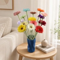 Bunga Gerbera Buatan Realistis Bergaya Pastoral, Bahan Sutra, Model Daisy Afrika, Untuk Dekorasi Ruang Tamu, Tangkai Tunggal
