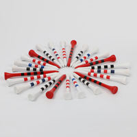 Tees de golf en gros, couleurs personnalisées, rayés, durables, avec tête en forme de coupelle, taille standard, pour practice de golf, logo personnalisé, OEM