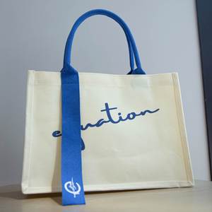 Fashionable Eco-Friendly Letter Pattern Full Printing Recycled 600D RPET Polyester <b>Medium</b> <b>Tote</b> Shopping <b>Bag</b> with Box Packaging - Product Image 2