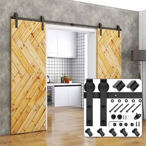 Système de porte coulissante moderne WEKIS M00002, kit de rail en acier au carbone, support en laiton noir givré, vis durable, capacité de 164 kg - Product Image 1