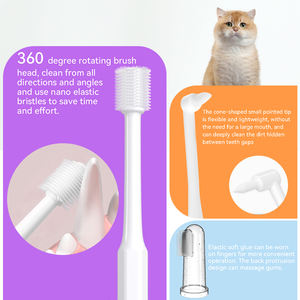 مجموعة فرش أسنان الحيوانات الأليفة مجموعة تنظيف الفم الإصبع فرشاة أسنان الكلب القط صبغة أسنان الحيوانات الأليفة العناية بالجمال عبر الحدود - Product Image 3