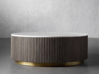 HJ HOME Nouvel arrivage de meubles de salon italiens de luxe Table basse ronde avec dessus en marbre et cadre en bois