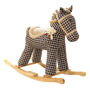 Caballo Balancín Infantil en Oferta, Caballo Balancín a Cuadros Marrones como Regalo para Niños - Product Image 1