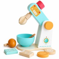 Set Mainan Peralatan Dapur Kayu Montessori Simulasi Pemanggang Roti, Mixer, Mesin Kopi, Juicer, Mainan Makanan Pura-Pura untuk Balita
