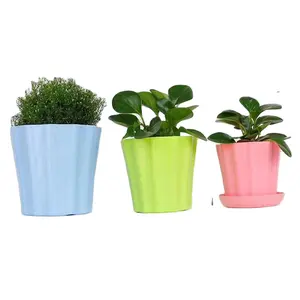 Plastic Plant Pots With Saucer, Decorative Plastic Gardening Flower Pot