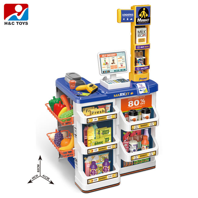 Children's Pretend Play Cashier Counter Set Luxury Supermarket Toy