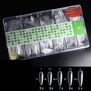 Ongles artificiels ultra-fins transparents pour salon de manucure, effet givré goutte d'eau, demi-couverture et couverture complète, extensions longues - Product Image 4