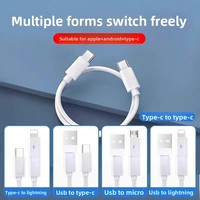 Ensemble organisateur de câbles de données transfrontaliers 6-en-1 avec adaptateur magnétique à charge rapide PD 60W, rangement pour carte SIM et support de téléphone