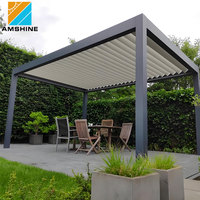 Modern Biyoklimatik Alüminyum Kamelya Pavyonu OEM Tasarım Akıllı Motorlu Pergola Otomatik Panjurlu Çatı