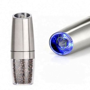 Juego de Molinillos Eléctricos de Sal y Pimienta de Plástico con Sensor de Gravedad, Recargables, con Luz Azul y Base - Product Image 5