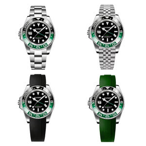 Fabricants de montres haut de gamme OEM/ODM, montre personnalisée pour hommes avec logo NH34 GMT, montre <span class=keywords><strong>mécanique</strong></span> de luxe avec couronne à gauche - Product Image 3