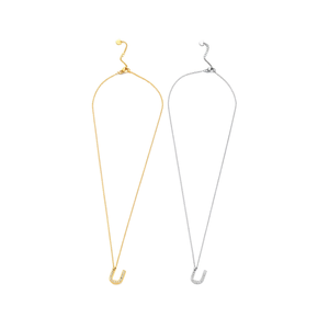 Collar con Colgante de Diamante en Forma de Letra U, Cadena de Acero Inoxidable de 6 mm, 12 Piezas, Acero - Product Image 2