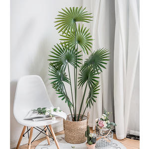 Matériau PU Style nordique <span class=keywords><strong>Licuala</strong></span> <span class=keywords><strong>palmier</strong></span> plante en pot artificiel vert décor pour salon intérieur sol debout en gros. - Product Image 2