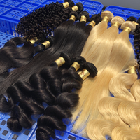 Extensions de cheveux humains brésiliens Remy en gros, super double drawn, ondulations profondes lâches, trame machine, cuticules alignées, qualité 8A