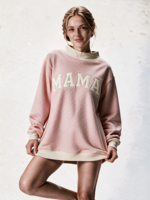 Sweat-shirt à col montant à pois pour femme, longueur allongée, avec logo brodé personnalisé, pull tendance