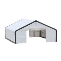 Abri de stockage extérieur simple en métal et PVC 40' x 60' à double treillis, structure en acier, résistant aux vents forts et aux fortes tempêtes de neige toute saison