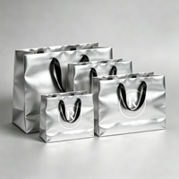 Tas Kertas Pegangan Die Cut dengan Cetak Logo Kustom, Kemasan Retail dengan Finishing Silver Foil untuk Pakaian, Gaun, Hoodie, Kemasan Luar