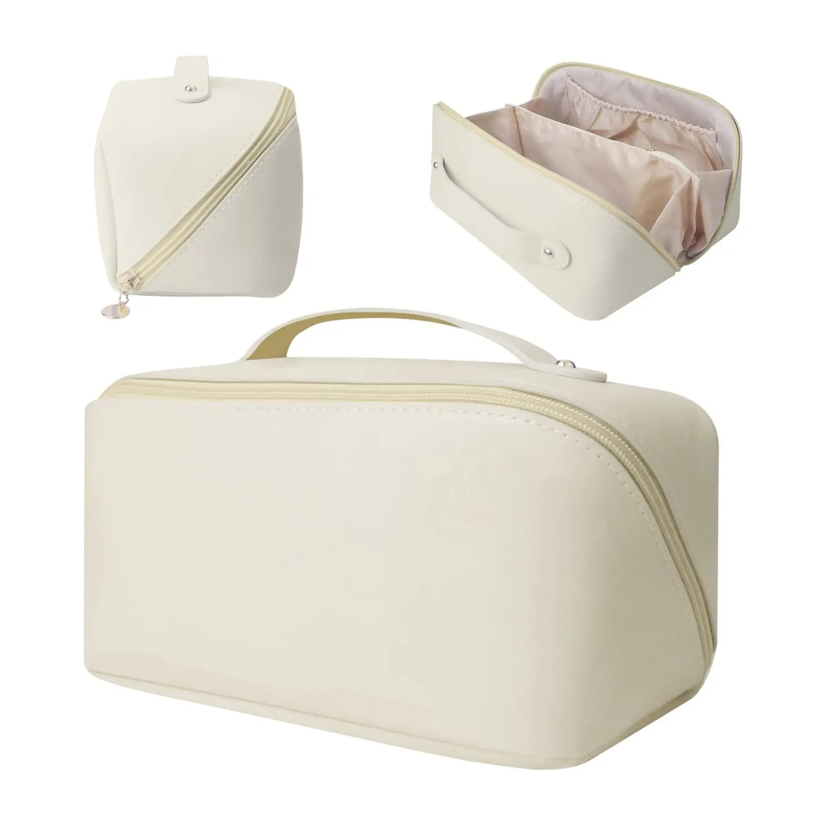 Custom Large Capacity PU Leather Travel Cosmetic Bag Waterproof Hanging Travel Toiletry Bag