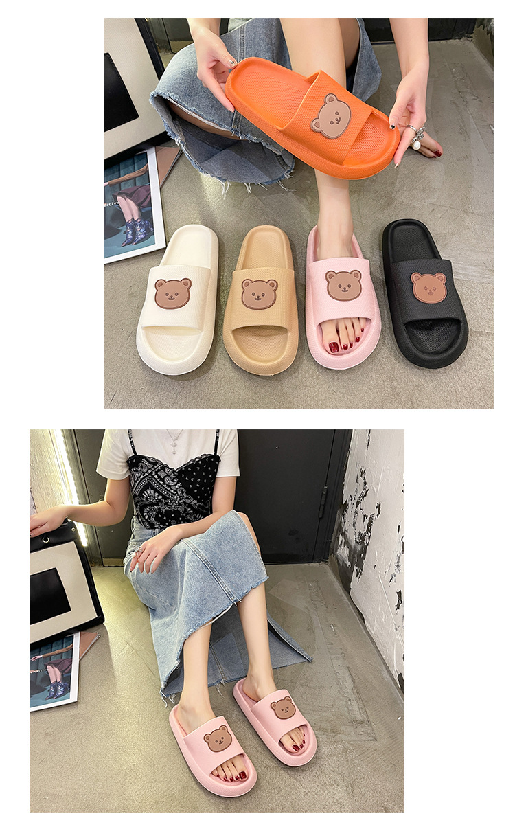 Love Bear Summer Slippers Women Indoor Home Non-slip Bathroom Soft Slides Slippers