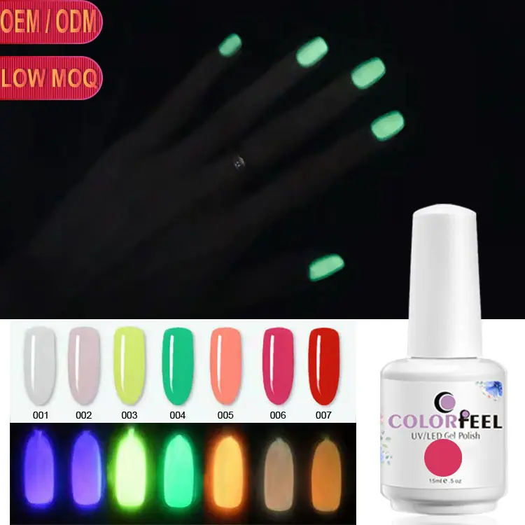 Tırnak fabrika malzemeleri tasarım benzersiz jel oje şişesi renk koleksiyonu Neon Glow karanlık jel  cilalama seti kutu