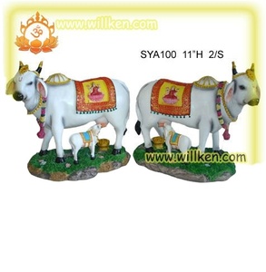 Estatuas de vaca Nandi en resina, dios indio para el estilo religioso del Diwali, estilo budista - Product Image 1