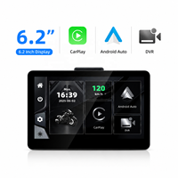 Layar Tampilan CarPlay Nirkabel Moto 6.2'' Portabel Carplay 1000NIT Kecerahan Tinggi DVR Kamera Ganda untuk Navigasi Motor