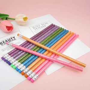 Lápices Redondos HB de Colores Brillantes con Borrador, Cuerpo de Madera Ecológico, Fácil Agarre, Mina Negra, Lápices Brillantes de Fábrica - Product Image 4