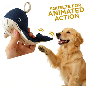 Jouet pour <span class=keywords><strong>chien</strong></span> en peluche de 11,5 pouces, interactif, couineur et à pression, en forme de baleine, pour une action animée et sensorielle - Product Image 1