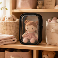 Pochette de rangement pour figurines miniatures DINGSEN, en PVC transparent renforcé, avec fermeture éclair refermable, tailles assorties, cadre noir, porte-clés pour poupées