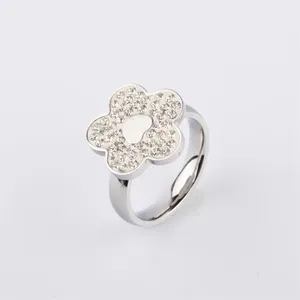 316L Stainless Steel Jewelry Unique 3in1 Heart Rings Women Surgical Steel Nickle Free CZ Crystal Flower rings