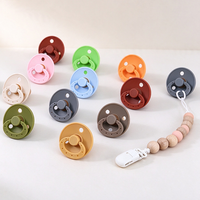 Ensemble de sucettes pour bébé en forme de fleur multicolore et bouclier rond avec chaîne de sucette en silicone et perles en bois, clip pour nouveau-né, OEM