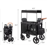 Poussette pliante de luxe à deux places, chariot de camping extérieur pour deux enfants avec auvent