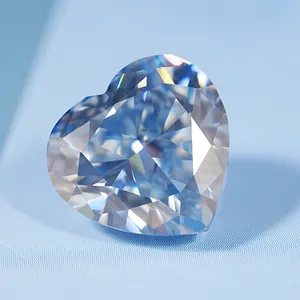 SICGEM alta calidad azul corazón corte laboratorio creado zafiro 10mm 9mm moissanita piedras preciosas excelente piedras preciosas sueltas joyería 1ct