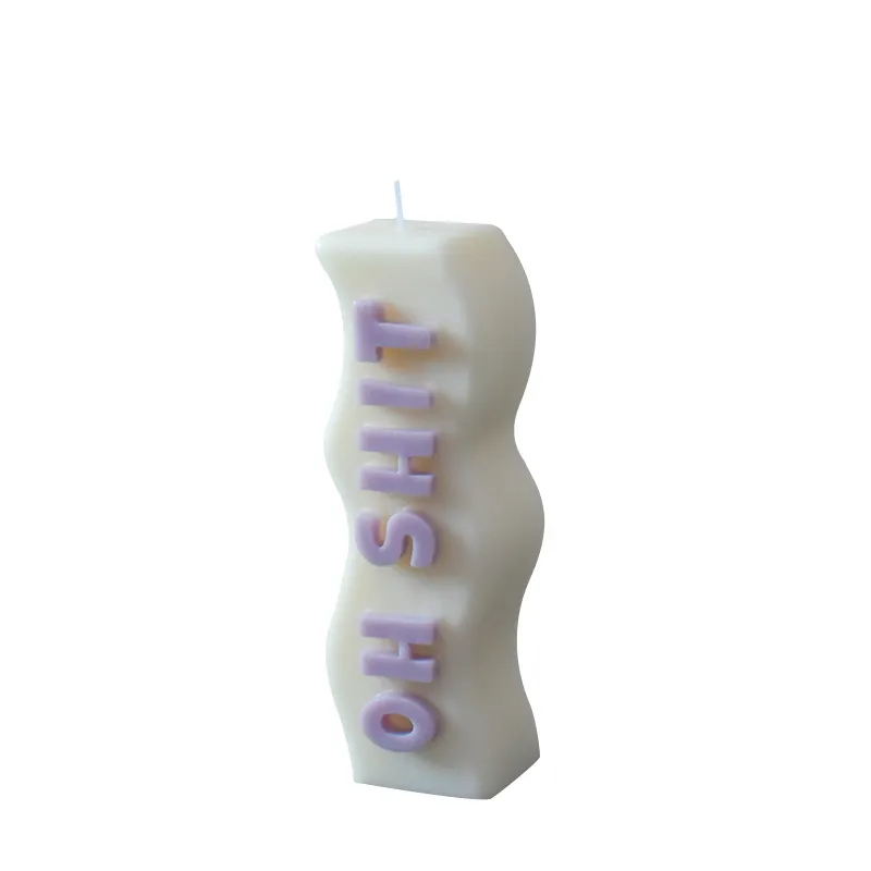 Custom Unique Holiday Gift Rectangle Vulgar Language Word Fragrance Candle Wave Shape Letter Creative Candle wholesale