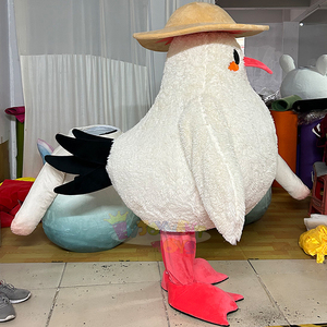 Hot Bán Tùy Chỉnh Dành Cho Người Lớn Gà Linh Vật Trang Phục-Trắng Phim Hoạt Hình Sang Trọng Nhân Vật Với Mũ Rơm & Cam Chân Cho Lễ Hội Đảng - Product Image 2