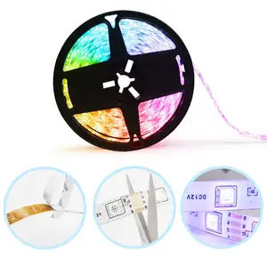 Dc12v thông minh điều khiển từ xa 5050 tự dính RGB đèn dải nhựa gói dải ánh sáng với điều khiển từ xa Adapter