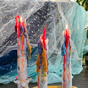 Color European Long Taper Drip Candles Wholesale Stock <b>Rainbow</b> <b>Lighting</b> Art Decor For Home & Photography Props - Product Image 2