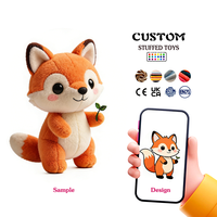 Peluche renard assis personnalisée OEM, mignonne, en coton PP brodé, animal sauvage en peluche avec logo étoile, pour cadeau de bébé