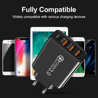 Cargador de Pared para Teléfono Celular con 3 Puertos USB + PD Tipo C, Adaptador QC3.0, Enchufe EU/US, 20W, Precio de Fábrica