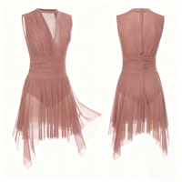 Robe de danse Vennystyle New Lyric Stretch Spandex/Nylon avec diamants AB pour filles et adultes, pour la scène et les performances de danse de salon