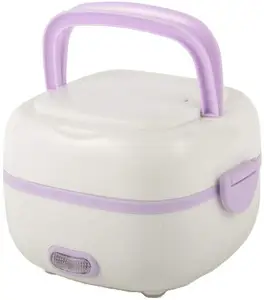 Lunch Box,1L Portable Electric Heating Lunch Box Multi functional Mini Food Storage Warmer Container Rice Cooker Food Steam