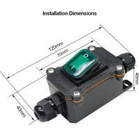 Interrupteur de lampe de table en ligne étanche IP65 25A, nouveau design, 2 positions ON-OFF, max. Interrupteurs à bascule 3 broches 250 Vca