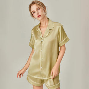 Set <span class=keywords><strong>pigiama</strong></span> in raso a manica corta da <span class=keywords><strong>donna</strong></span> abbigliamento da notte in seta di ghiaccio traspirante per la primavera estate ODM taglie forti 5XL <span class=keywords><strong>XS</strong></span> - Product Image 3