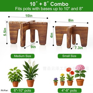 Cross-border wooden flower <b>pot</b> base, solid wood outdoor ornament, detachable indoor flower <b>stand</b>, retro color four-legged - Product Image 4