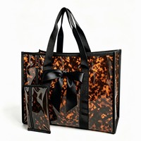 Sac à bandoulière grande capacité en PVC imprimé léopard, sac fourre-tout imprimé, sac en gelée imperméable, sac à main tendance sans fermeture