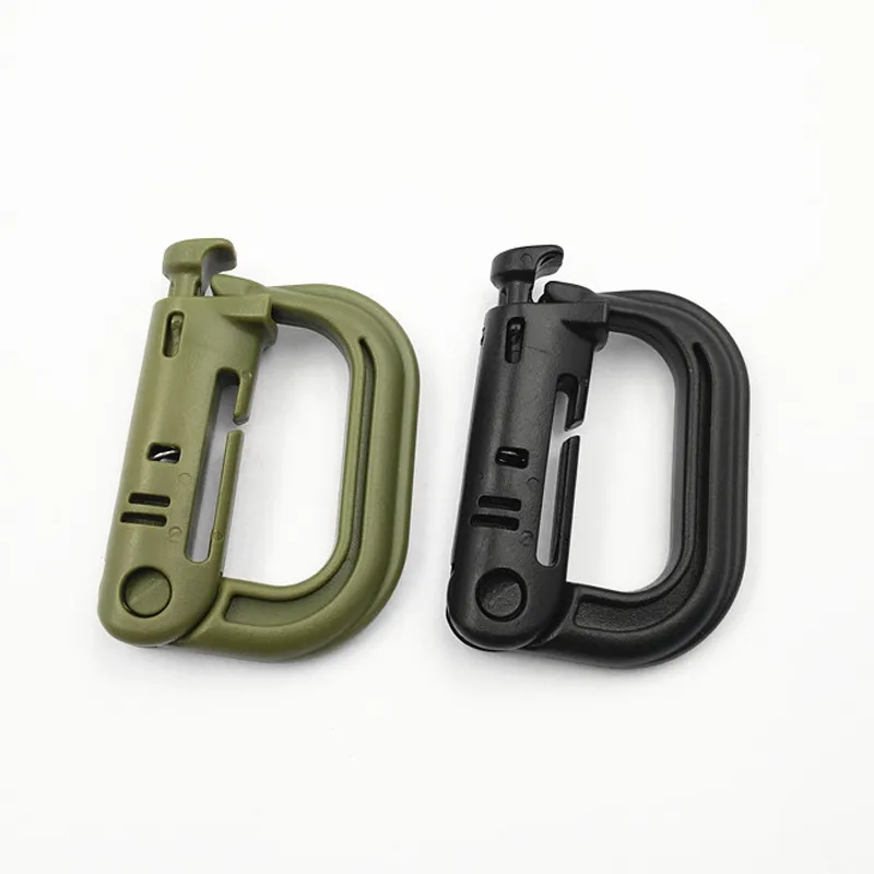 Hanging Spring Snap Key Chain Clip Hook Screw Lock Buckles Plastic D Ring Shape Buckle Tactical Carabiners Climbing D Rings