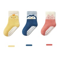 Mignon bébé court anti-dérapant Grip chaussettes nouveau-né bébé garçon chaussettes coton respirant 1-2y fille chaussettes